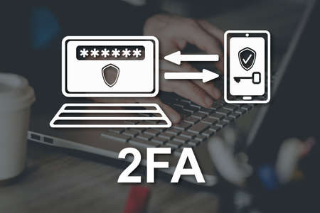 2fa concept illustrated by a picture on backgroundの写真素材