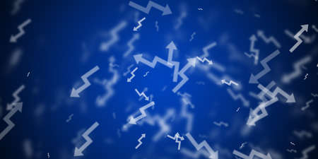 Flying arrows over blue backgroundの写真素材