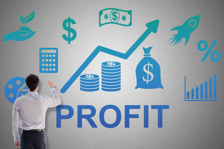Profit concept drawn by a businessmanの写真素材