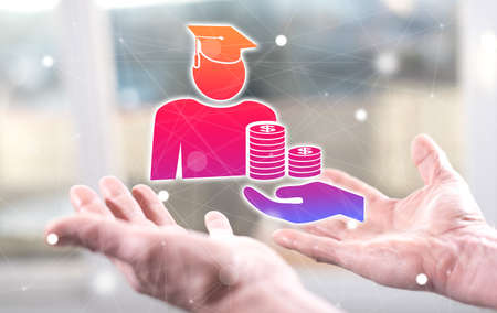 Fafsa concept above the hands of a manの写真素材