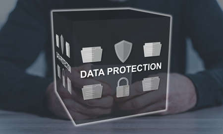 Data protection concept illustrated by a picture on backgroundの写真素材