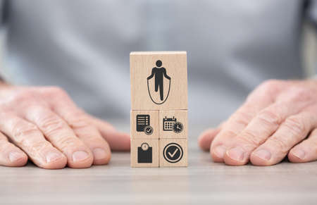 Wooden blocks with symbol of workout concept