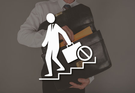 Unemployment concept illustrated by a picture on backgroundの写真素材