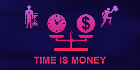 Illustration of a time is money concept