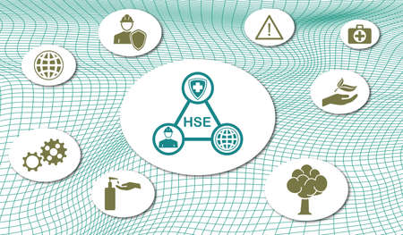 Concept of hse with icons on mesh networkの写真素材