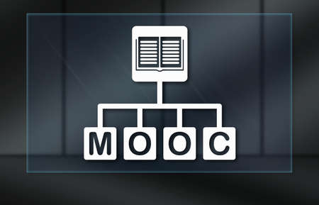 Mooc concept on dark backgroundの写真素材