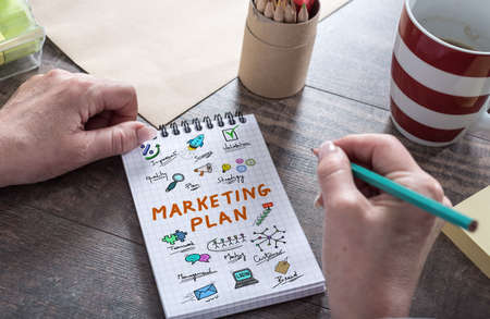 Marketing plan concept drawn on a notepadの写真素材
