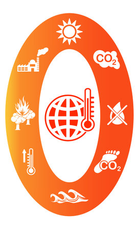 Global warming concept drawn on a white backgroundの写真素材