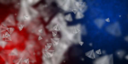Flying diamonds over red and blue background