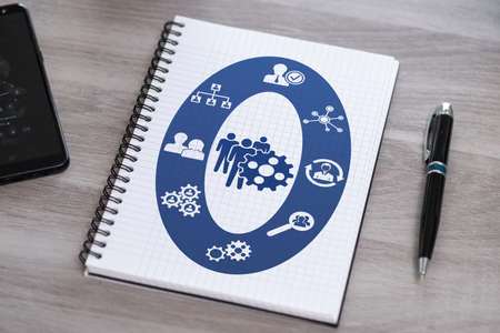 Hrm concept drawn on a notepadの写真素材