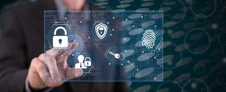Man touching a sca concept on a touch screen with his finger