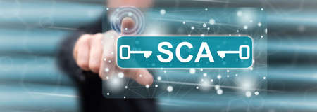 Man touching a sca concept on a touch screen with his finger
