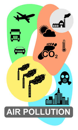 Air pollution concept drawn on a white backgroundの写真素材