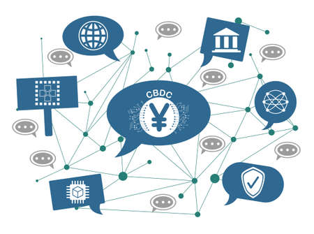 Concept of cbdc with icons on speech bubblesの写真素材