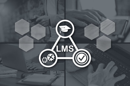 Lms concept illustrated by pictures on backgroundの写真素材