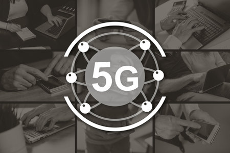 5g concept illustrated by pictures on background