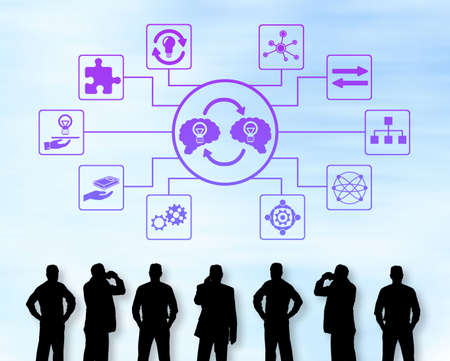 Silhouettes of men looking at a knowledge sharing concept