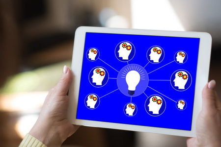Tablet screen displaying a brainstorming concept