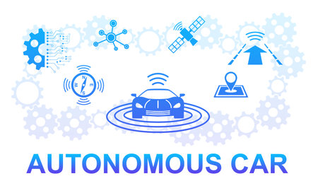 Illustration of an autonomous car conceptの写真素材