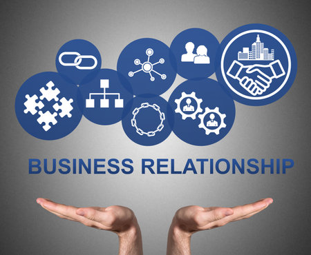 Open hands sustaining business relationship conceptの写真素材