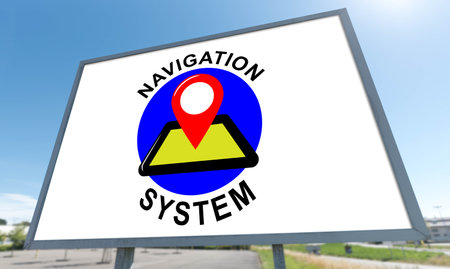 Navigation system concept drawn on a billboardの写真素材