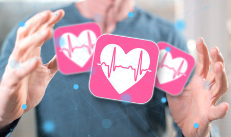 Healthcare concept between hands of a man in background