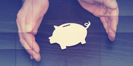 Symbol of money protection by hands, geometric patternの写真素材