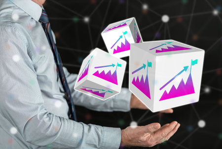 Goals concept above the hands of a manの写真素材