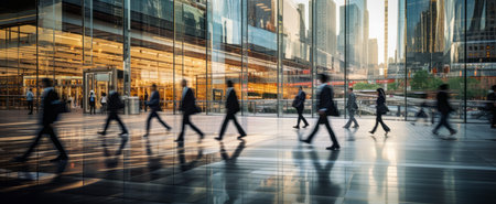 Business people walking on the street in the city. Motion blur effectの素材