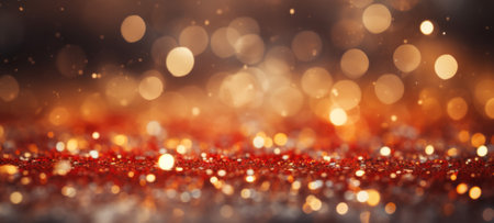 Red and gold bokeh background. 3d rendering abstract backgroundの素材