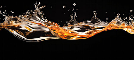 Splashes of orange water on a black background. 3d renderingの素材