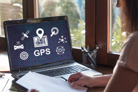 Laptop screen displaying a gps concept