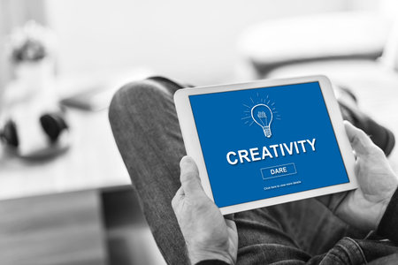 Tablet screen displaying a creativity concept