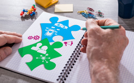 Hand drawing social networking concept on a notepad