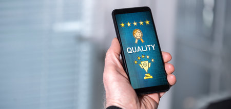 Smartphone screen displaying a quality concept