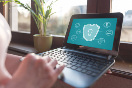 Laptop screen displaying a cyber security concept