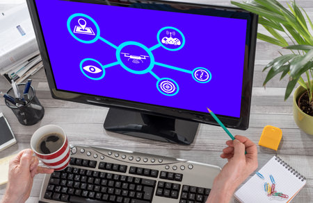 Drone concept on a computer screen