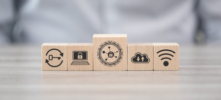 Wooden blocks with symbol of vpn concept