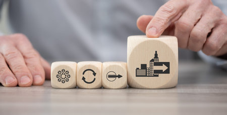 Wooden blocks with symbol of bpo concept