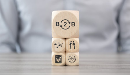Wooden blocks with symbol of b2b conceptの写真素材