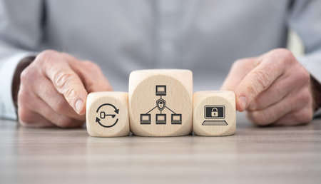 Wooden blocks with symbol of vpn concept