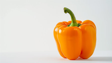 Close-up of a single yellow bell pepper isolated on a white backgroundの素材