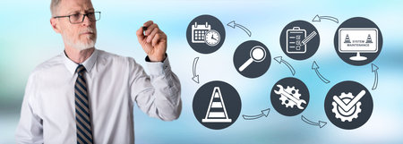 System maintenance concept drawn by a businessman