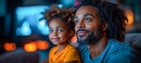 A father and daughter enjoying quality time together in a cozy, warm environmentの素材