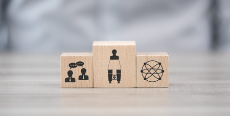 Wooden blocks with symbol of recruitment concept