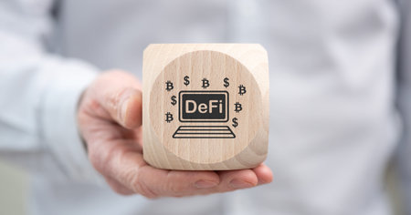 Hand holding a wooden cube with symbol of challenge concept