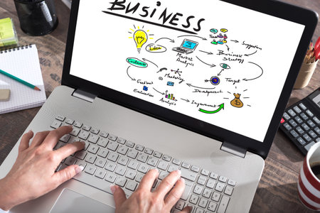 Business strategy concept shown on a laptop screen