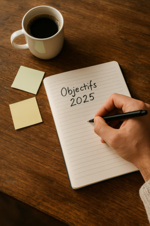 A person writes objectivesの素材