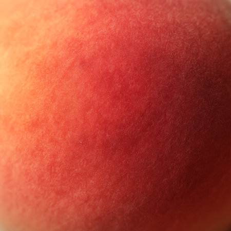 A close-up image showing the soft, fuzzy skin texture of a ripe peachの素材