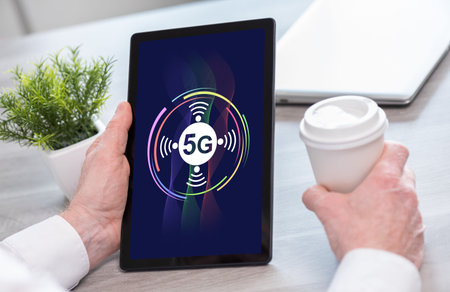 Tablet screen displaying a 5g concept